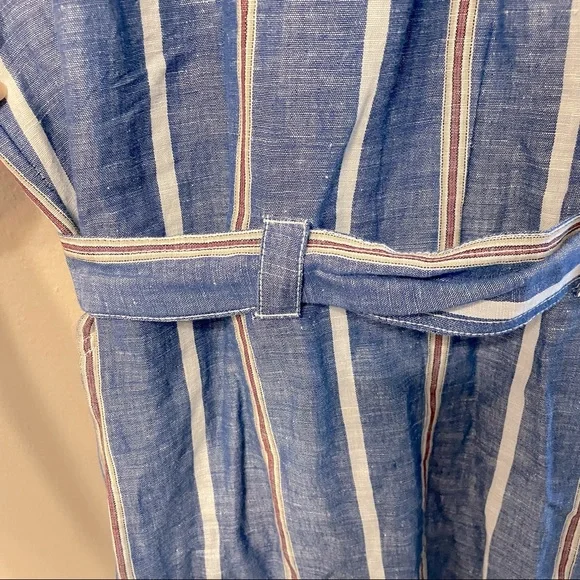 Pilcro by Anthropologie striped linen collared dress size 12 - Picture 12 of 16